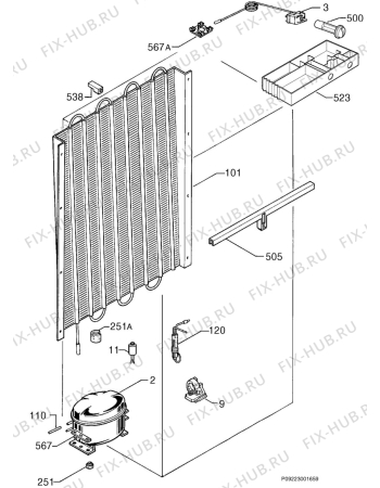 Взрыв-схема холодильника Privileg 928596_8059 - Схема узла Cooling system 017